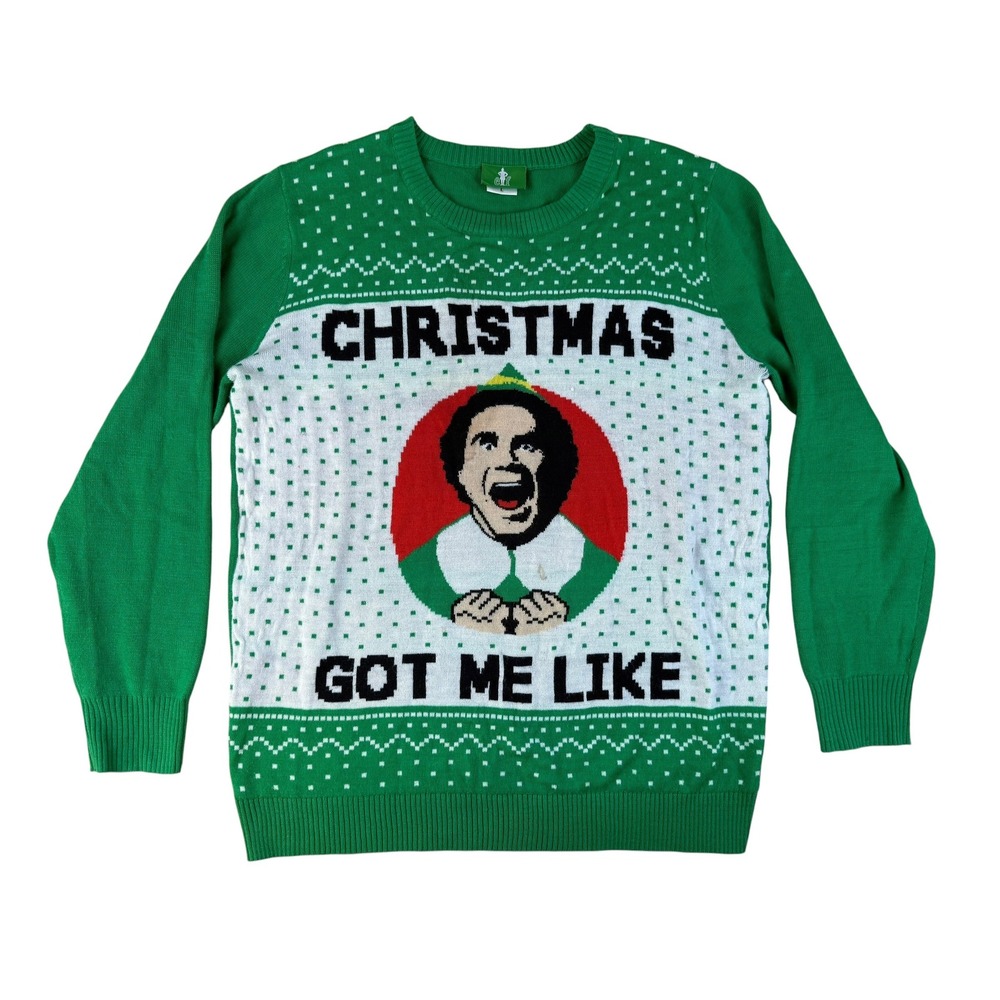 Elf Large Sweater Christmas Got Me Like Acrylic Buddy the Elf Graphic
